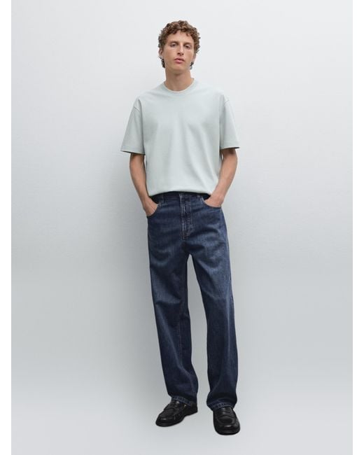T-Shirt Medium Weight 100 Coton MASSIMO DUTTI pour homme en coloris Blue