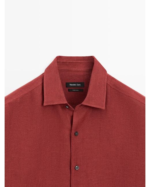 MASSIMO DUTTI 100% Linen Structured Shirt for men