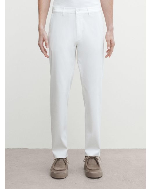 MASSIMO DUTTI White Tapered-Fit Denim Trousers for men