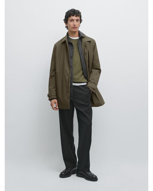 MASSIMO DUTTI Green Water-Repellent And Windproof Parka for men