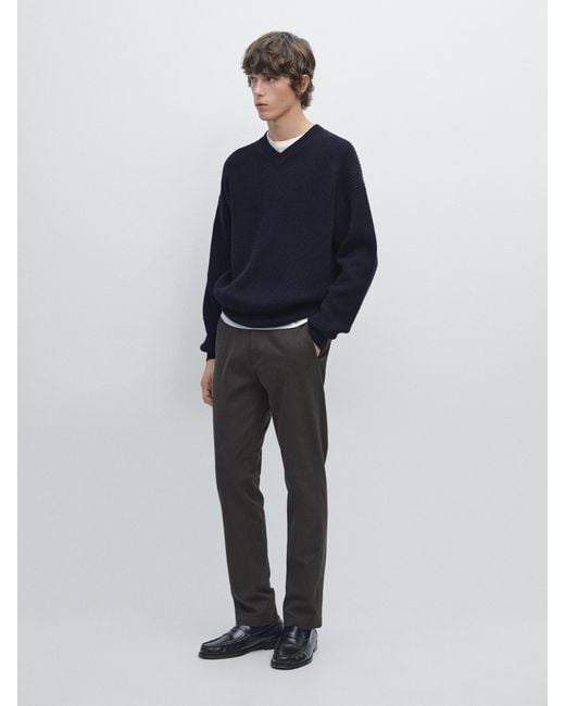 Pantalón Sarga Slim Fit MASSIMO DUTTI de hombre de color Azul Lyst