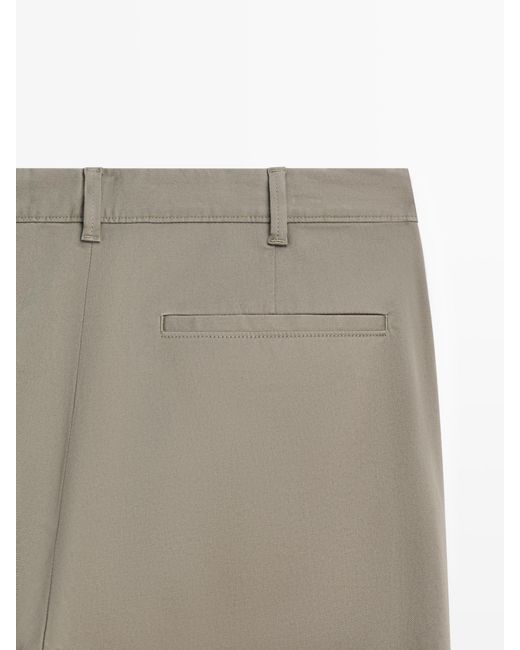 MASSIMO DUTTI Green Cotton Blend Slim Fit Pants for men