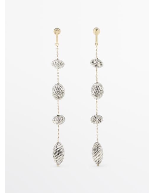 MASSIMO DUTTI White Dangle Earrings With Textured Pieces