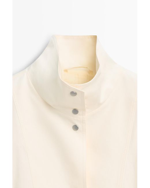 MASSIMO DUTTI Natural Oversize Bomber Jacket With Snap Buttons