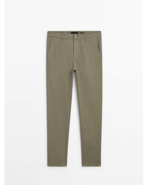 MASSIMO DUTTI Green Tapered-Fit Denim Trousers for men