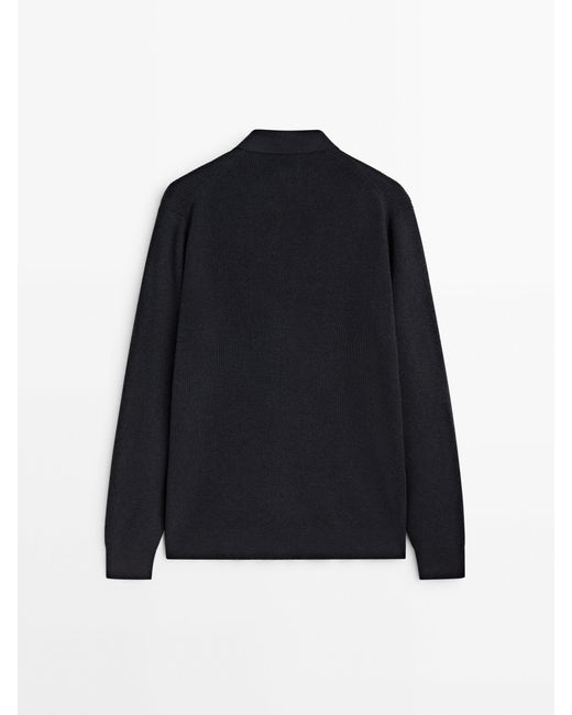 MASSIMO DUTTI Purlknit Polo Sweater in Blue for Men Lyst