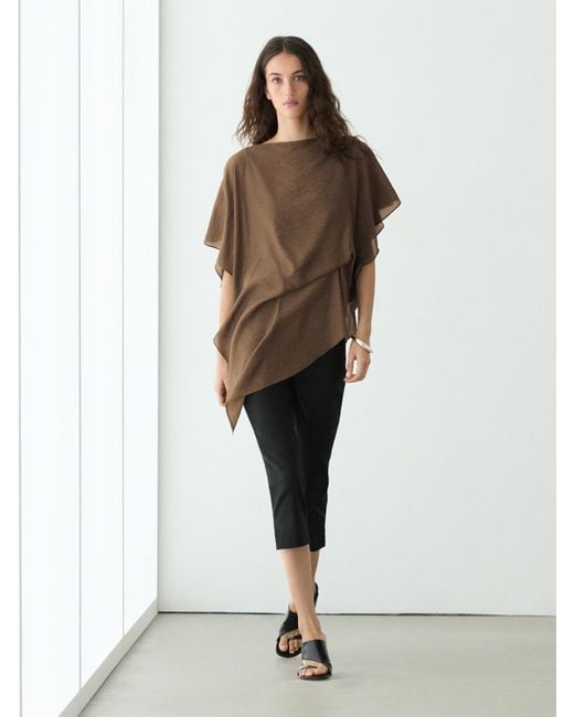 MASSIMO DUTTI White Asymmetric Cape-Style Flowing Blouse