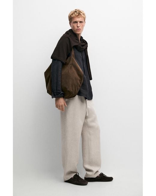 MASSIMO DUTTI Natural 100% Linen Textured Total Look Pants for men