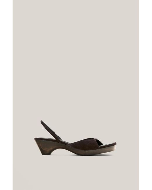 MASSIMO DUTTI White Wood Heel Sandal