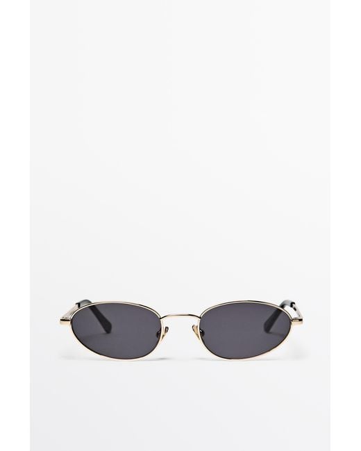 MASSIMO DUTTI White Oval Metal Sunglasses