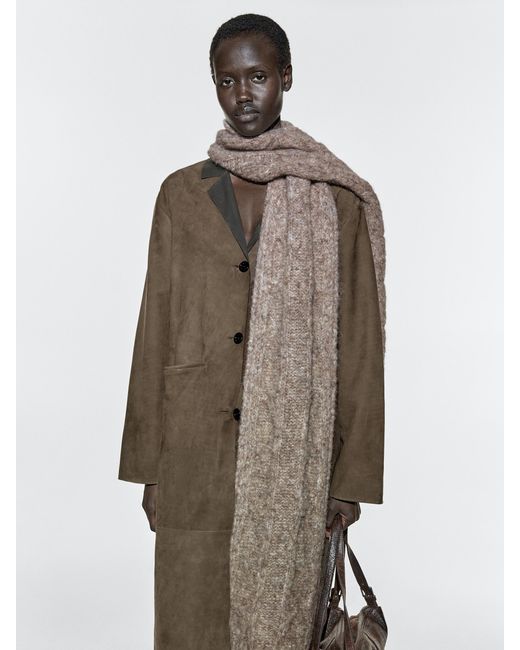 MASSIMO DUTTI Natural Cable-Knit Alpaca Blend Scarf