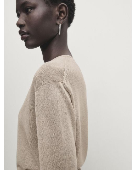 Jersey Punto Liso Cuello Redondo MASSIMO DUTTI de color Neutro Lyst