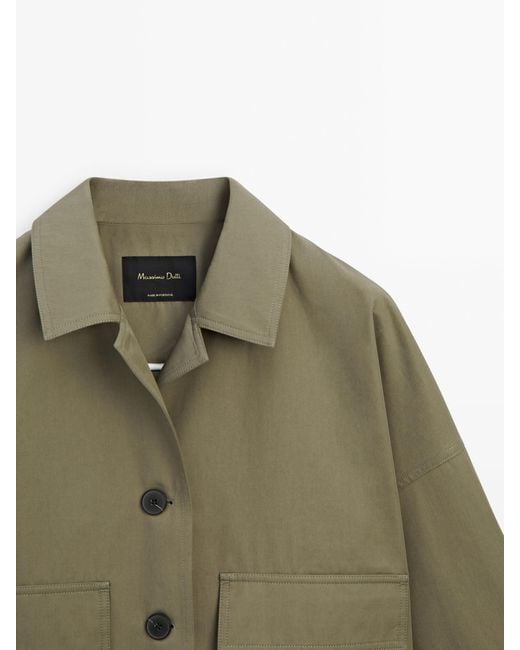 MASSIMO DUTTI Green Cape Jacket With Pockets