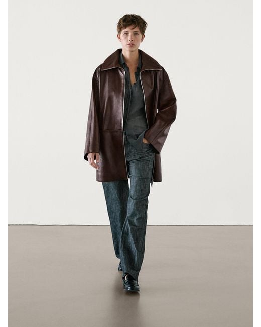 MASSIMO DUTTI Multicolor Vintage Nappa Coat