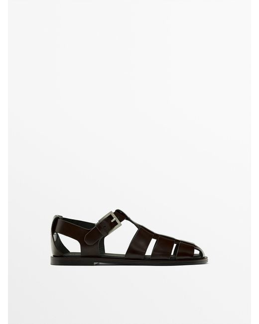 MASSIMO DUTTI White Buckled Cage Sandals