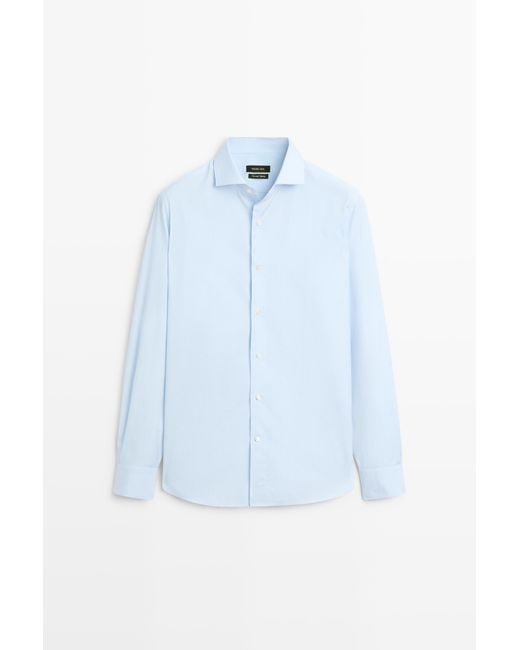 MASSIMO DUTTI Blue Tailored Fit Striped Slim Fit Shirt for men
