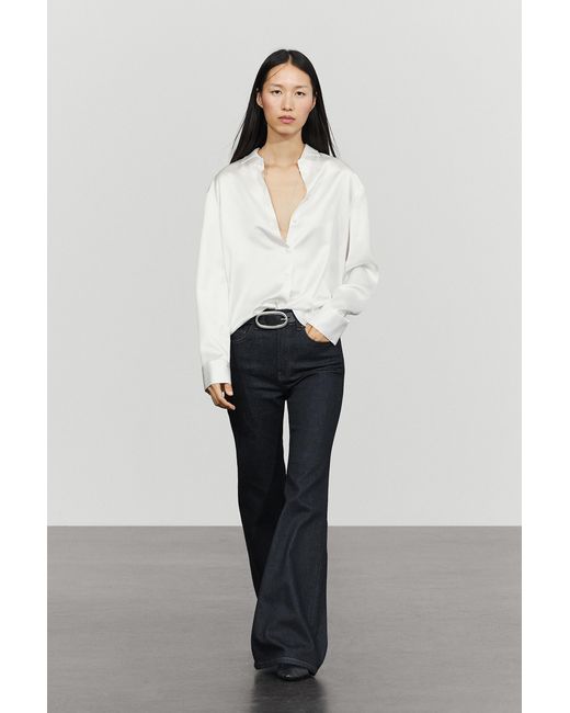 MASSIMO DUTTI White Flowing Satin Shirt