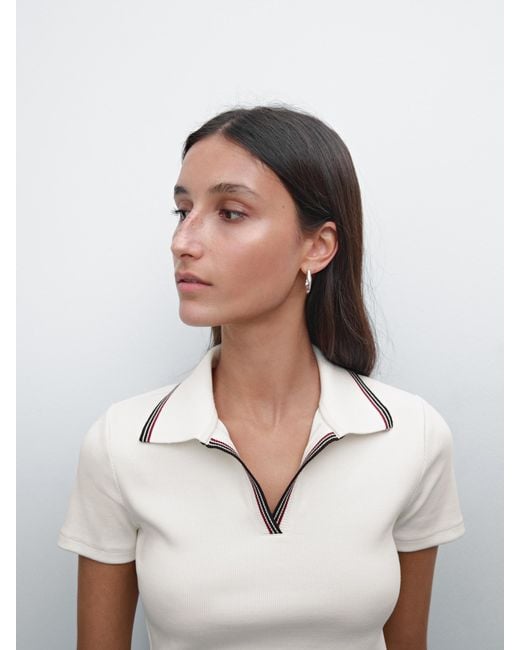 MASSIMO DUTTI Short Sleeve Knit Polo Shirt With Contrast