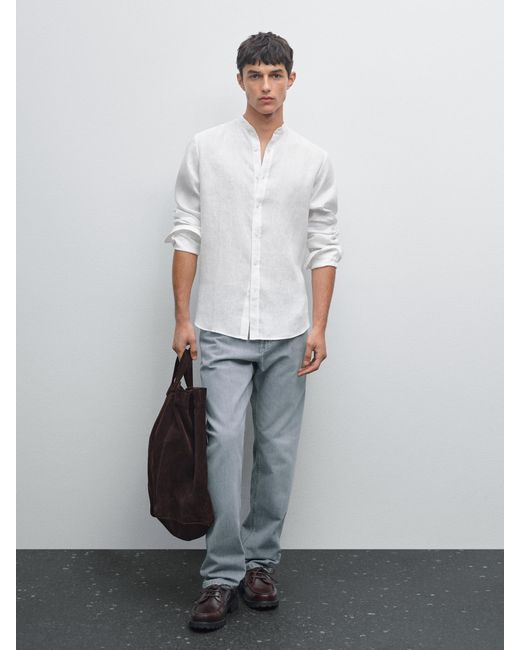 Camisa Cuello Mao Regular Fit MASSIMO DUTTI de hombre de color White
