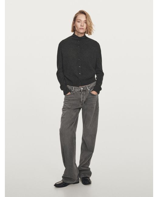 MASSIMO DUTTI Multicolor Wool High Neck Knit Cardigan