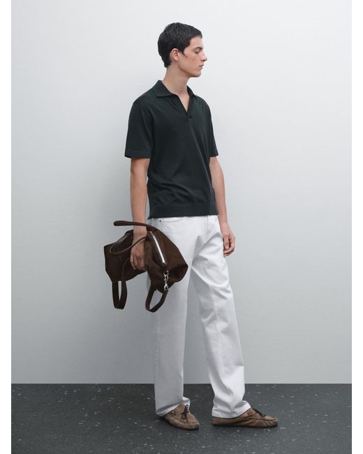 MASSIMO DUTTI Trikot-Poloshirt Mit V-Ausschnitt in White für Herren