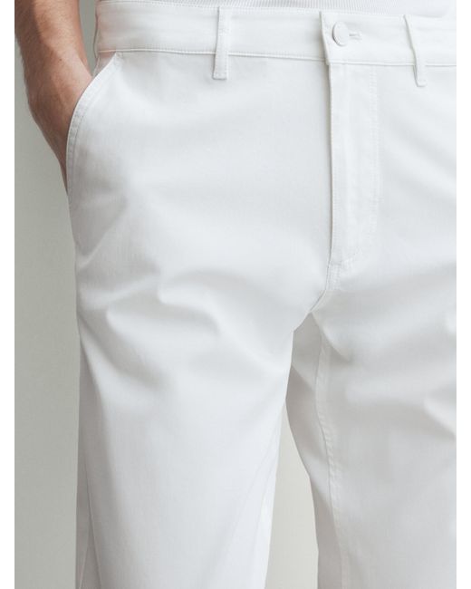 MASSIMO DUTTI White Tapered-Fit Denim Trousers for men