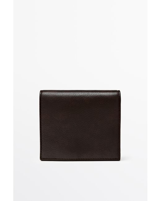 MASSIMO DUTTI Black Nappa Leather Wallet for men