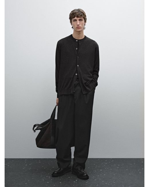 MASSIMO DUTTI Strick-Cardigan Aus Wollmischgewebe Mit Knopfleiste in Black für Herren