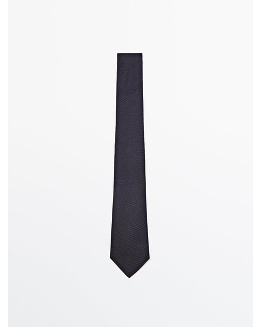 MASSIMO DUTTI Striped Cotton And Silk Blend Tie in Blue for Men | Lyst