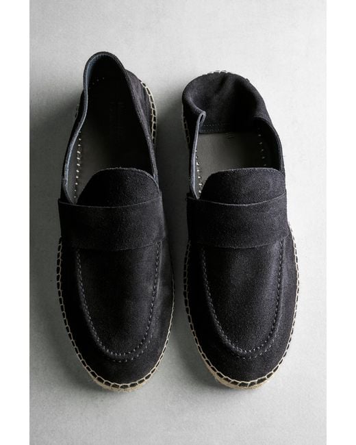 MASSIMO DUTTI White Split Suede Leather Espadrille With Piece for men