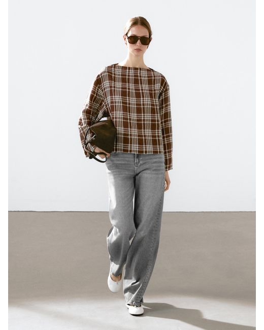 MASSIMO DUTTI Multicolor Flowing Check Blouse