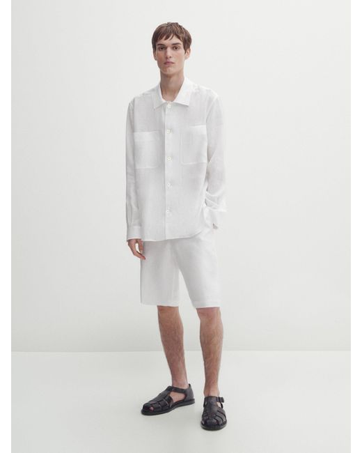 Bermuda Lino Studio MASSIMO DUTTI de hombre de color Blanco Lyst