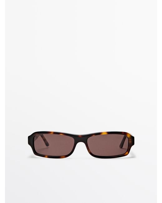 MASSIMO DUTTI White Rectangular Tortoiseshell-Effect Sunglasses