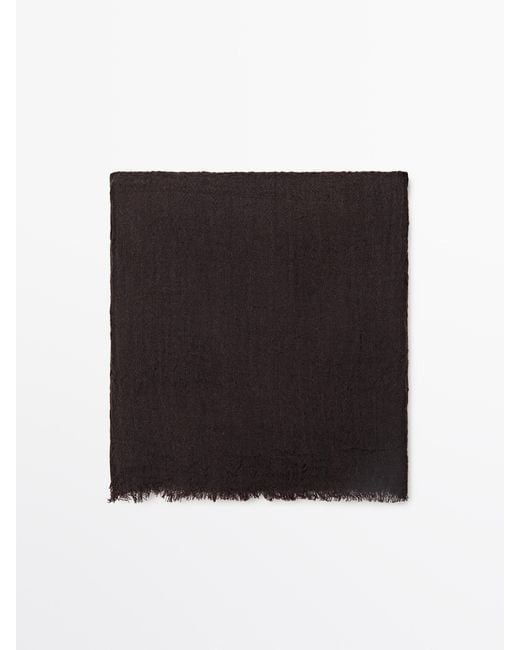MASSIMO DUTTI Black Lightweight Wool Blend Scarf