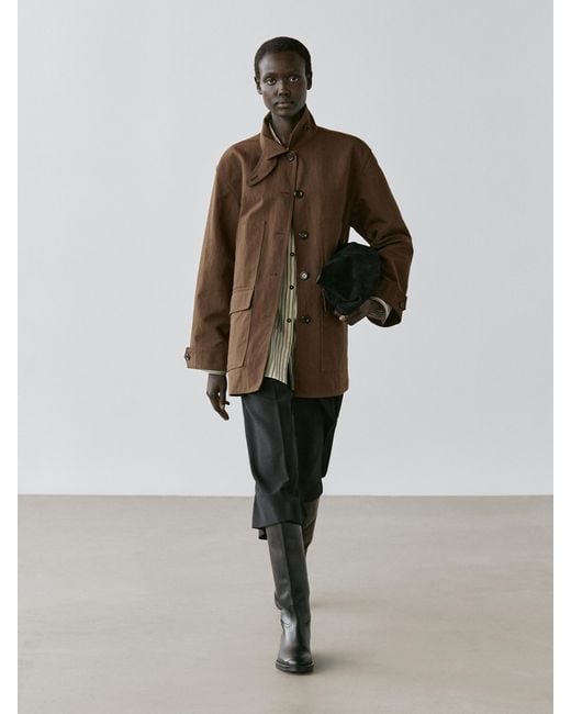 MASSIMO DUTTI Brown Jacket With Cotton Pockets