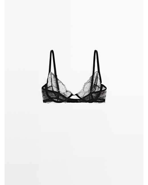 MASSIMO DUTTI White Underwire Lace Bra