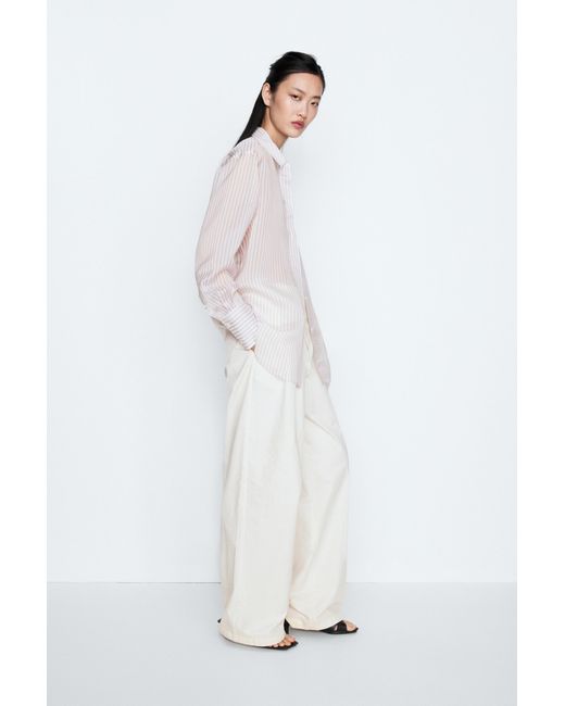 MASSIMO DUTTI White Striped Flowing Shirt