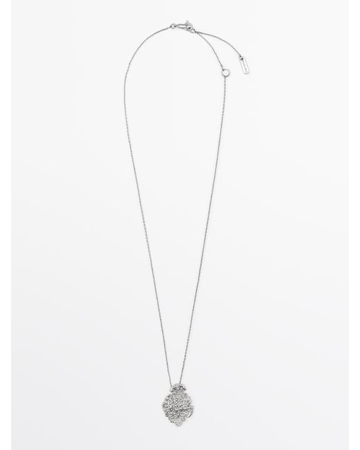 MASSIMO DUTTI White Mini Necklace With Lace Piece Pendant