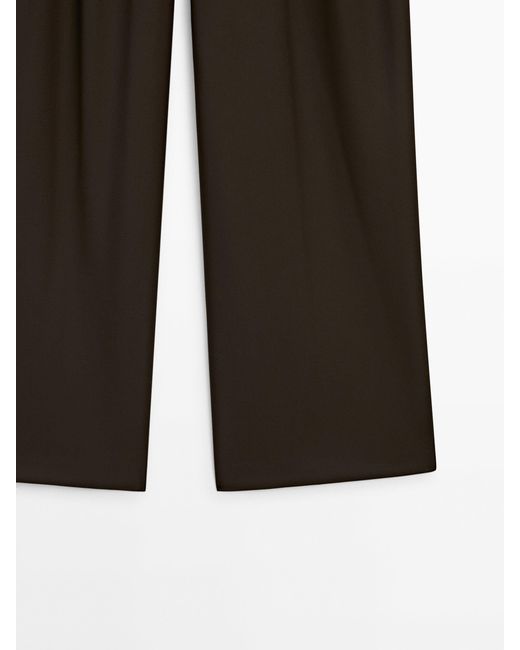 MASSIMO DUTTI Natural Wide-Leg Trousers With Darts