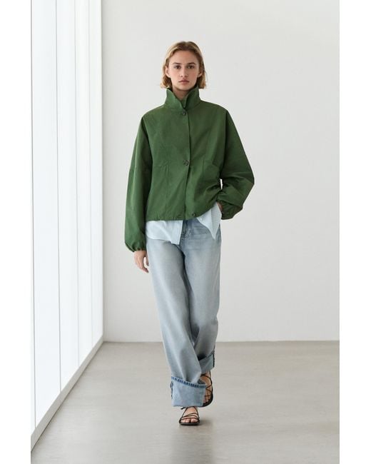 MASSIMO DUTTI Green Puff Bomber Jacket