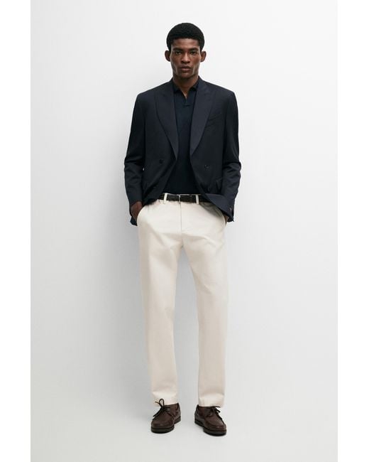 MASSIMO DUTTI Black Cotton Blend Slim Fit Pants for men