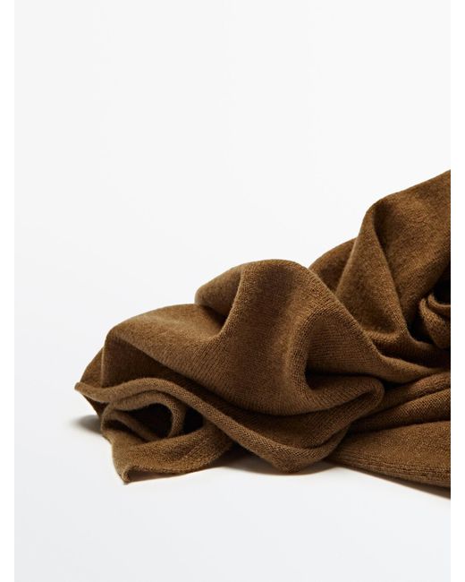 MASSIMO DUTTI Fine Knit Wool And Cashmere Scarf in Olive (Green) | Lyst