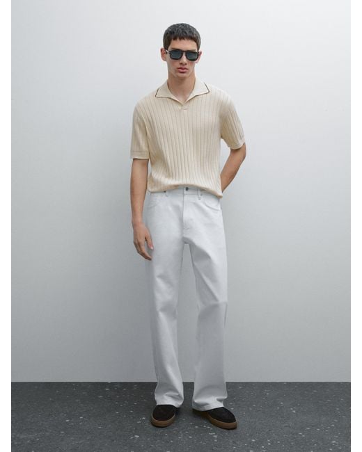 Polo Punto Canalé MASSIMO DUTTI de hombre de color White