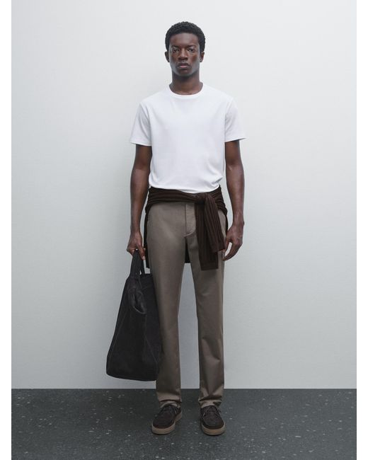 Pantalón Slim Fit Mezcla Algodón MASSIMO DUTTI de hombre de color White