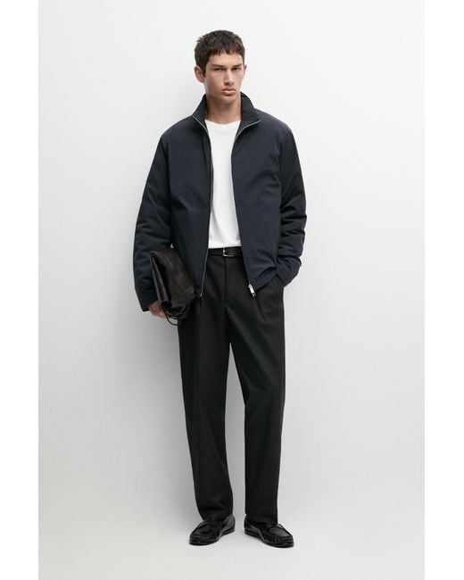 MASSIMO DUTTI Blue Lightweight Quilted Bomber Jacket for men