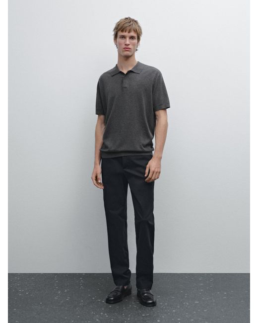 MASSIMO DUTTI Strick-Poloshirt Mit Baumwolle in Gray für Herren