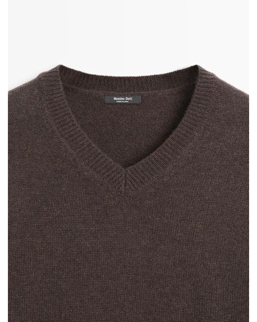 MASSIMO DUTTI Gray Oversize V-Neck Knit Sweater