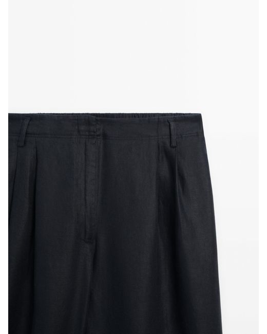 MASSIMO DUTTI Multicolor 100% Linen Trousers With Double Darts