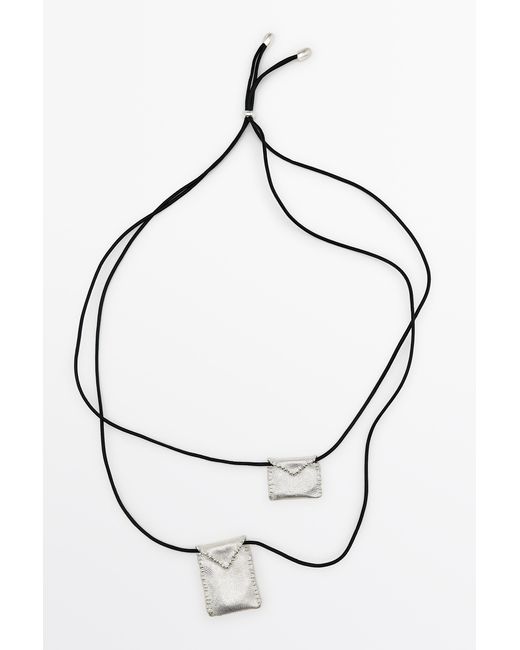 MASSIMO DUTTI White Envelope Cord Necklace