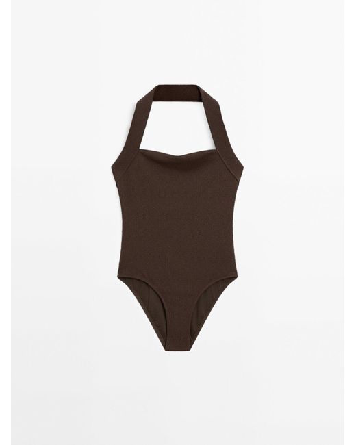 MASSIMO DUTTI Halterbadpak in het Brown